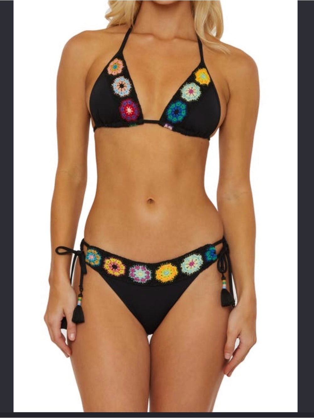 NEW Isabella Rose Women's 1969 Maui Tie Side Crochet Trim Top/Bikini Swim Suit